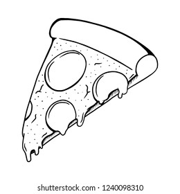 Pizza slice vector illustration. Pizza drawing art.