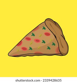 pizza slice vector illustration on yellow background