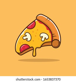 Pizza Slice Vector Illustration With Outline