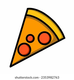 Pizza slice vector illustration set for Italian restaurant, dinner and menu. Bright colored pizza on a white background with bright, vibrant colors. Pizza restaurant logo template