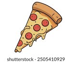 Pizza Slice Vector Isolated On White Background. Vector illustration of a slice of pizza with cheese.