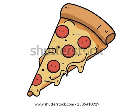 Pizza Slice Vector Isolated On White Background. Vector illustration of a slice of pizza with cheese.