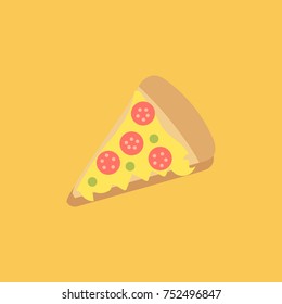 Pizza slice vector isolated in yellow background