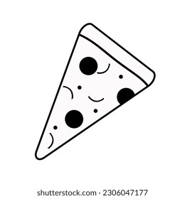 Pizza slice vector line icon. Fast food  logo. Vector illustration.