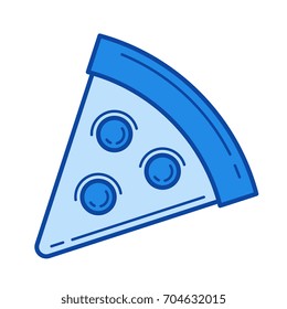 Pizza slice vector line icon isolated on white background. Pizza slice line icon for infographic, website or app. Blue icon designed on a grid system.
