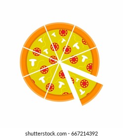 Pizza. Slice of Pizza vector on white background