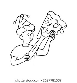 Pizza slice  vector outline illustrations. EPS 10 file