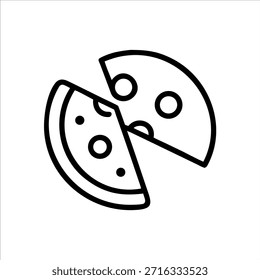 Logo de contorno de Vector de rebanada de pizza en fondo blanco