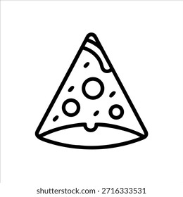 Logo de contorno de Vector de rebanada de pizza en fondo blanco