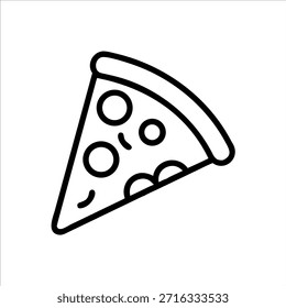 Logo de contorno de Vector de rebanada de pizza en fondo blanco