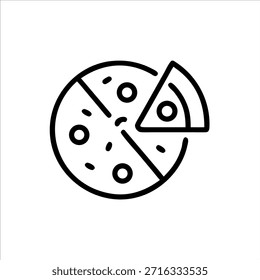 Logo de contorno de Vector de rebanada de pizza en fondo blanco