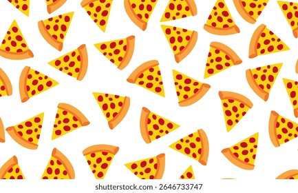 pizza slice vector seamless pattern. doodle art for wallpaper, backdrop, wrapping paper and gift, fabric.