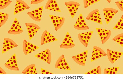 pizza slice vector seamless pattern. doodle art for wallpaper, backdrop, wrapping paper and gift, fabric.