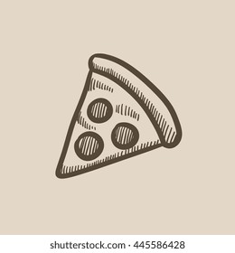 Pizza slice vector sketch icon isolated on background. Hand drawn Pizza slice icon. Pizza slice sketch icon for infographic, website or app.