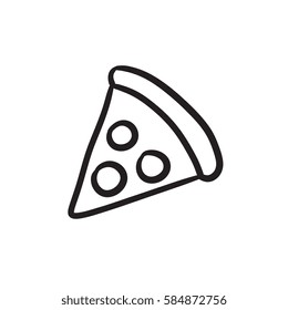 Pizza slice vector sketch icon isolated on background. Hand drawn Pizza slice icon. Pizza slice sketch icon for infographic, website or app.