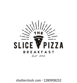 Pizza Slice For Vintage Rustic Retro Vintage Pizzeria Restaurant Bar Bistro Logo Design