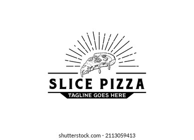 Pizza Slice for Vintage Rustic Retro Vintage Pizzeria Restaurant Bar Bistro logo design