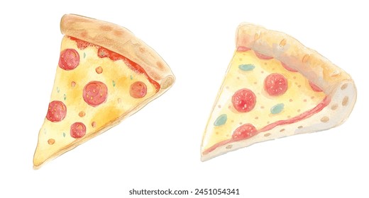 pizza slice watercolor vector illustration