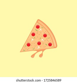 Pizza slice with yellow background