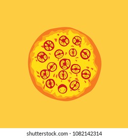 Pizza with Sliced Tomatoes vector illustration