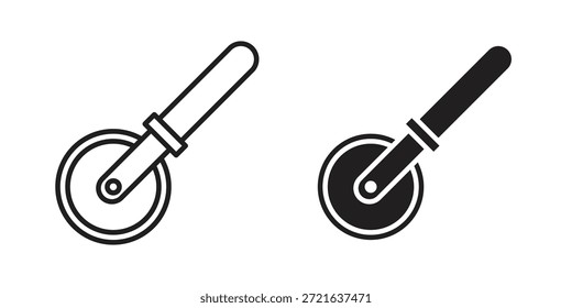 Ícone da Pizza Slicer em linha cheia, fina, estilo de traçado para site e aplicativos