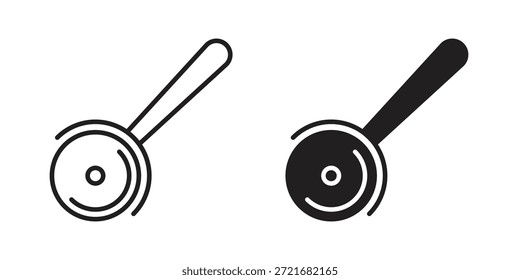 Icono de cortador de pizza paquete de Vector de trazo plano y delgado. Conjunto de iconos editables