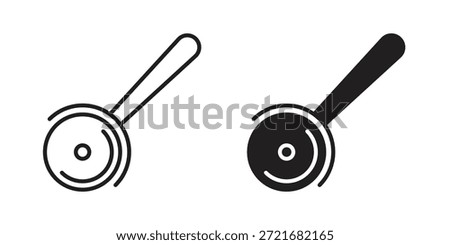 Pizza Slicer icon flat and thin stroke vector pack. Editable icons set