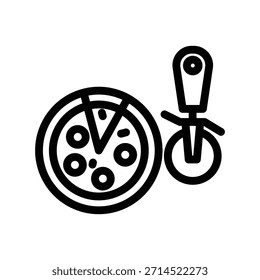 Plantilla de diseño de Vector de ilustración de icono de rebanadora de pizza