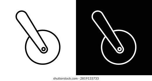 Pizza Slicer icon linear graphics set.
