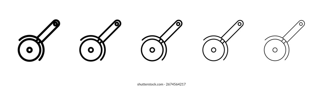 Logotipo de icono de Pizza Slicer en líneas de trazo colección