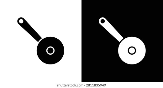 Pizza Slicer icon set in black and white.