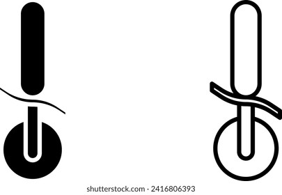 pizza slicer icon, sign, or symbol in glyph and line style isolated on transparent background. Vector illustration
