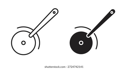 Vectores simples del icono de la cortadora de la pizza en negro, convenientes para los proyectos