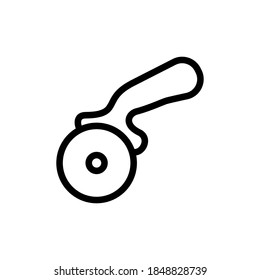 pizza slicer icon, vector, line art design editable stroke