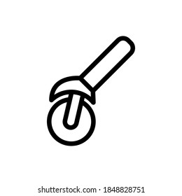 pizza slicer icon, vector, line art design editable stroke