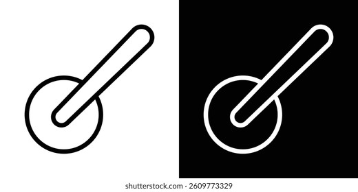 Pizza Slicer icons vector set in stroke line style