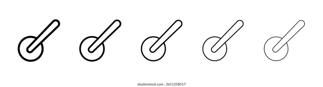 Pizza Slicer icons vector set in different stroke line style