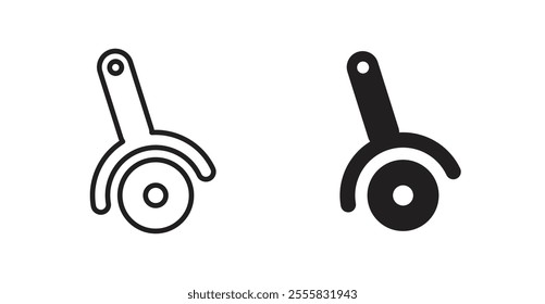 Pizza Slicer outlined and solid icon vector collection.
