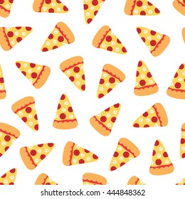 Pizza slices. Cartoon seamless pattern