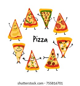 Pizza slices character set, sketch for your design