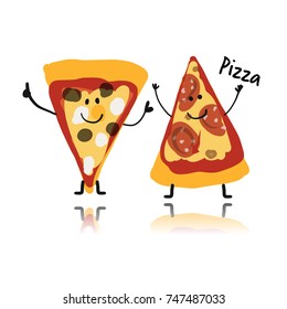 Pizza slices character, sketch for your design