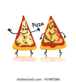 Pizza slices character, sketch for your design