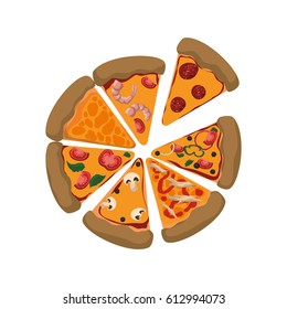 pizza slices different ingredients