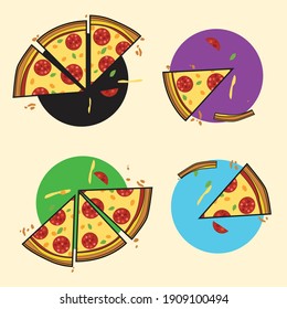 Pizza Slices Graphic Style Black Outline