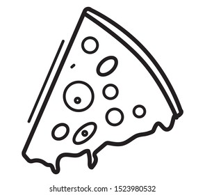 Pizza slices icon in vector image. Dough, fast food, pizza, pastries, processed cheese. Suitable for culinary, fast food, pastries, restaurants and cafes.