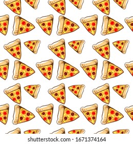 Pizza slices, illustration, vector on white background.
