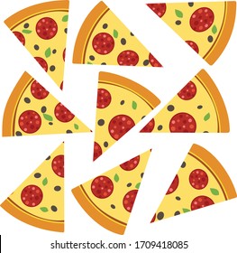 Pizza slices isolated on a white background.vector illustration
