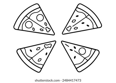 Pizza slices line art illustration tasty snack design
