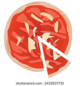 Pizza slices on white background, vector