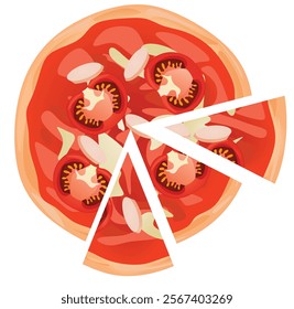 Pizza slices on white background, vector